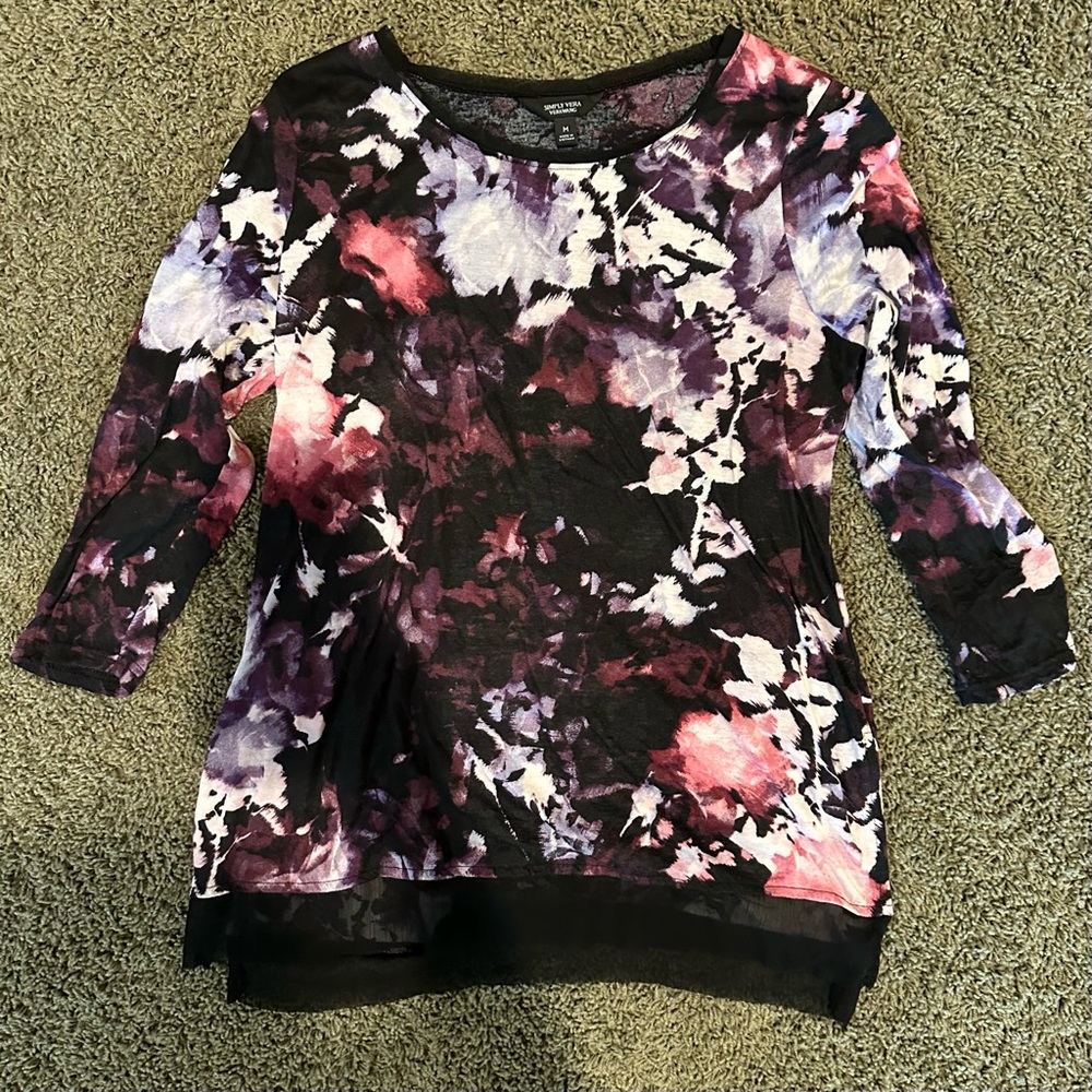 Simply Vera Vera Wang Watercolor 3/4 Sleeve Blouse Shirt Size Medium NWOT